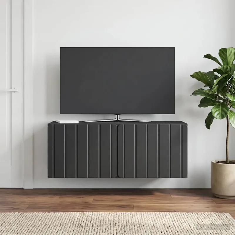 Sieninė TV spintelė Juoda 78,5 x 31 x 30 cm Apdirbta mediena