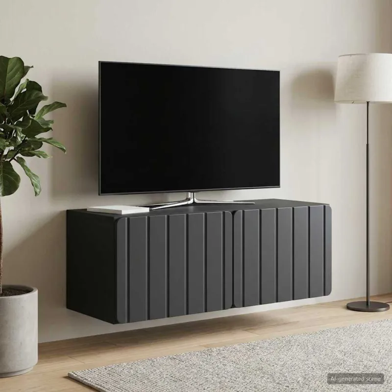 Sieninė TV spintelė Juoda 78,5 x 31 x 30 cm Apdirbta mediena