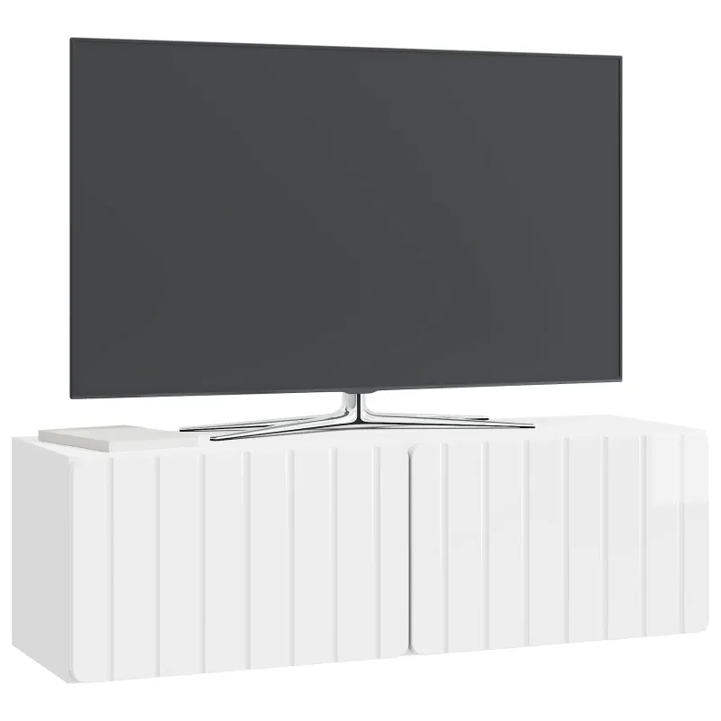 Sieninė TV spintelė Itin blizgi balta 98 x 31 x 30 cm