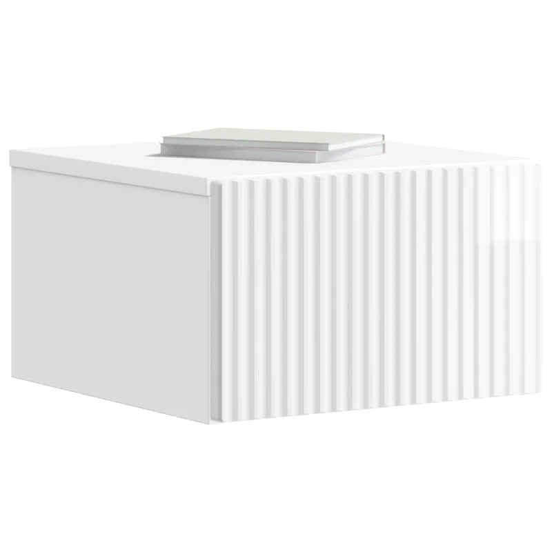 Sieninis naktinis staliukas Itin blizgi balta 33 x 34,5 x 20 cm