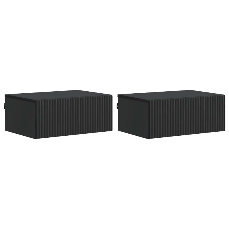 Sieninis naktinis staliukas 2 pcs Juoda 49 x 34,5 x 20 cm