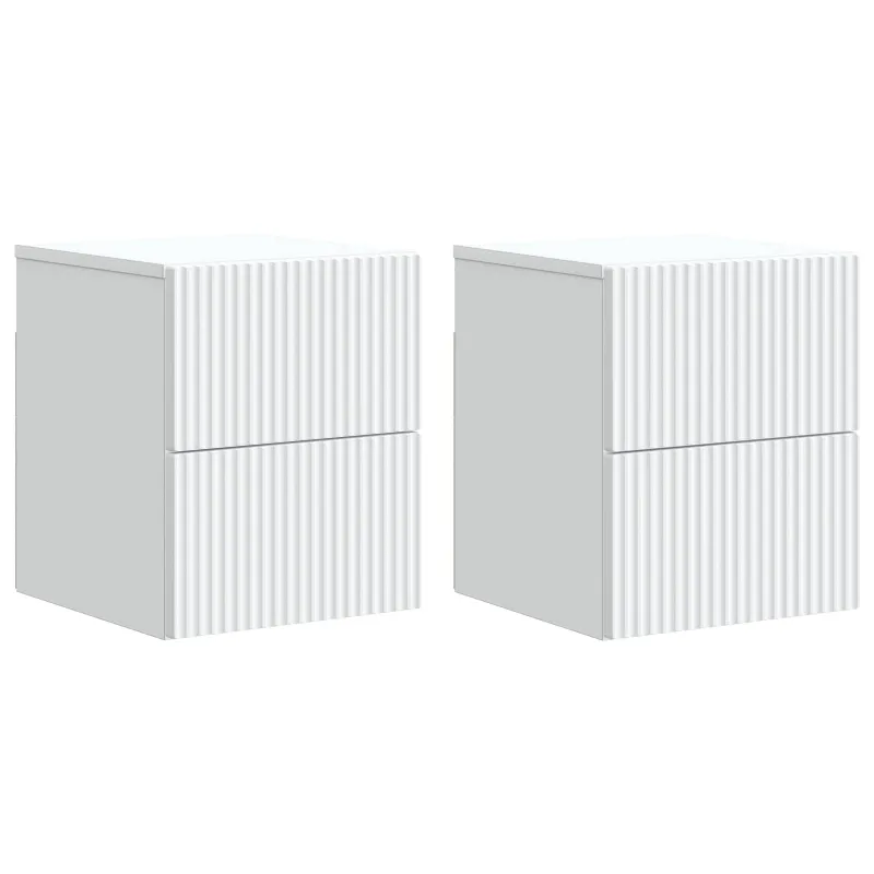 Sieninis naktinis staliukas 2 pcs Balta 33 x 34,5 x 40 cm