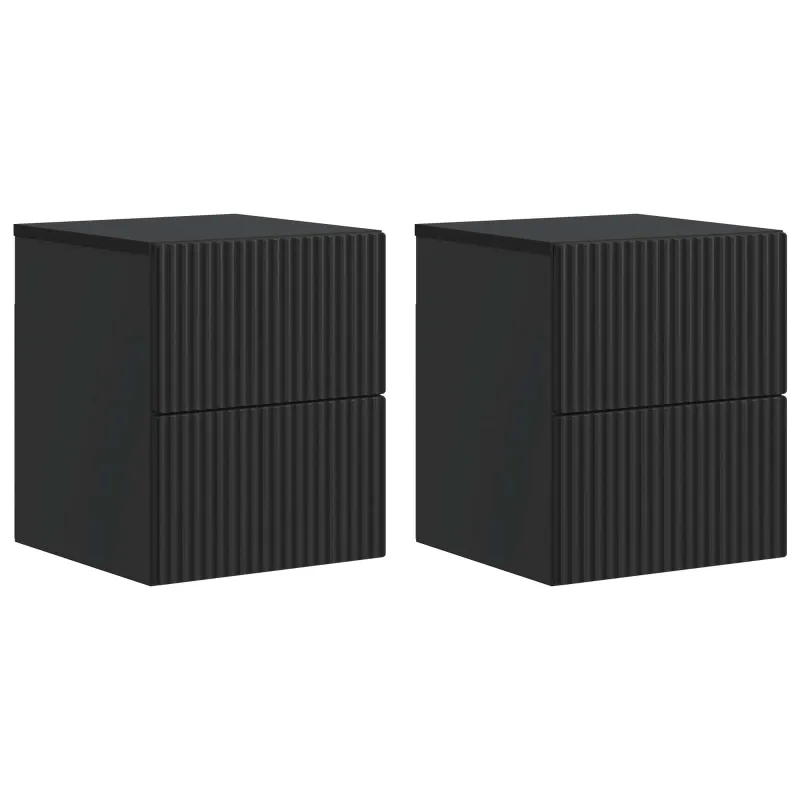 Sieninis naktinis staliukas 2 pcs Juoda 33 x 34,5 x 40 cm