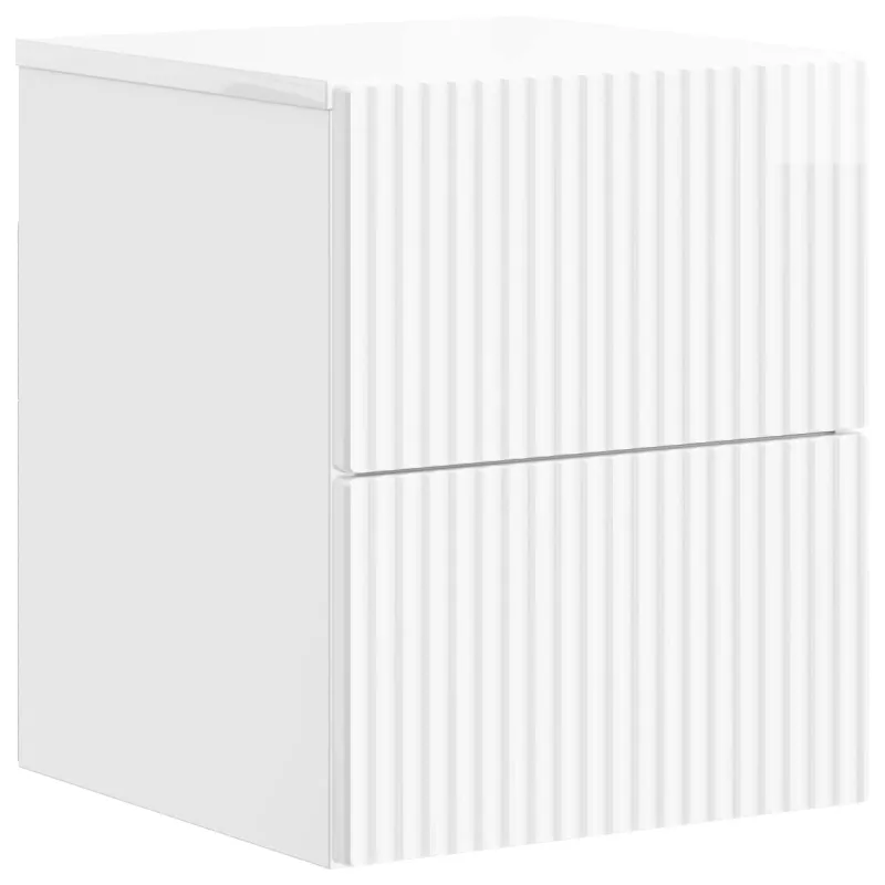 Sieninis naktinis staliukas Itin blizgi balta 33 x 34,5 x 40 cm