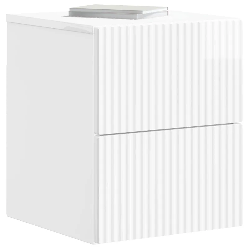 Sieninis naktinis staliukas Itin blizgi balta 33 x 34,5 x 40 cm
