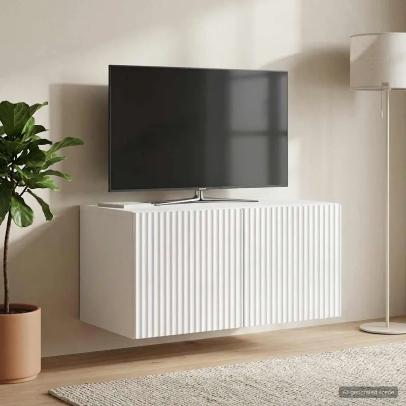 Sieninė TV spintelė Itin blizgi balta 59,5 x 41 x 30 cm