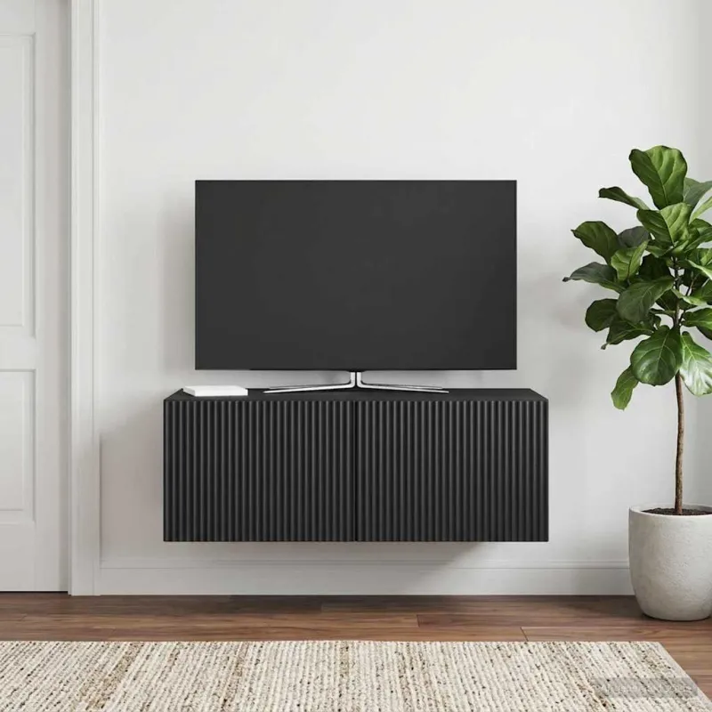 Sieninė TV spintelė Juoda 78,5 x 41 x 30 cm Apdirbta mediena