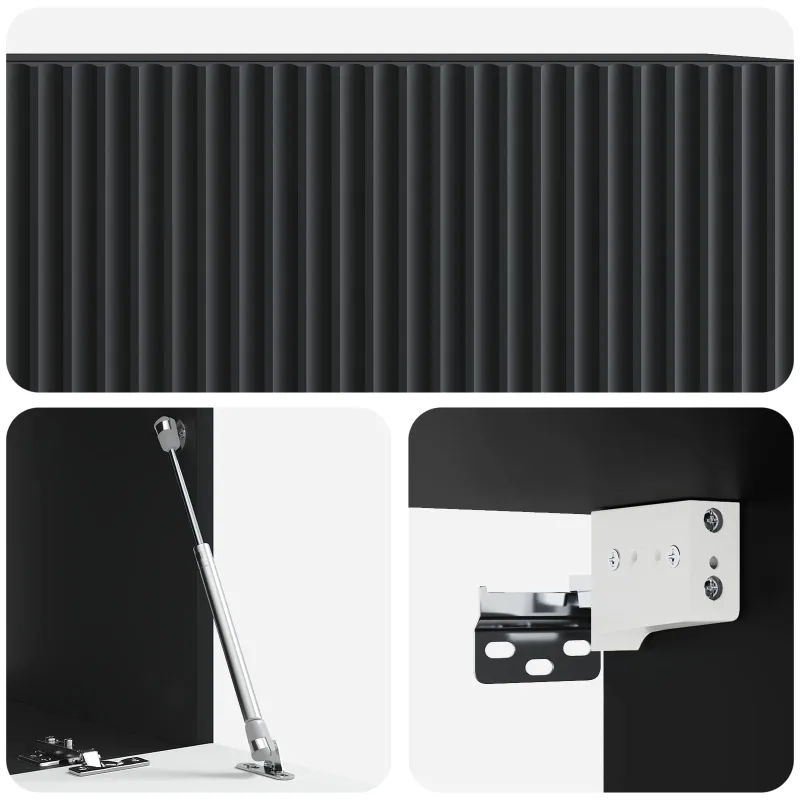 Sieninė TV spintelė Juoda 78,5 x 41 x 30 cm Apdirbta mediena