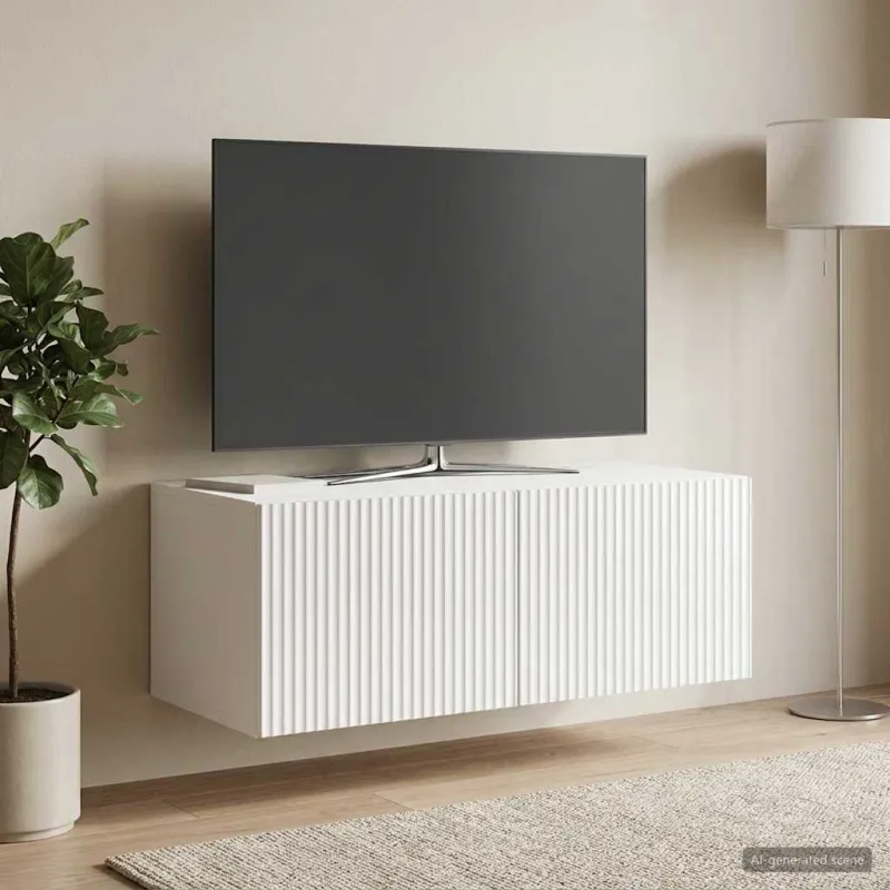 Sieninė TV spintelė Itin blizgi balta 78,5 x 41 x 30 cm