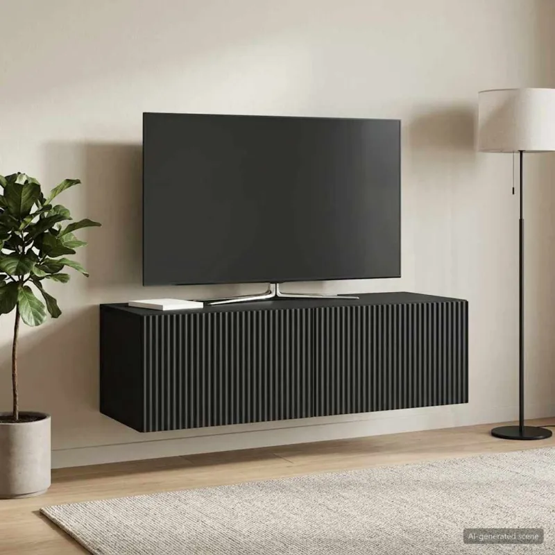 Sieninė TV spintelė Juoda 98 x 41 x 30 cm Apdirbta mediena