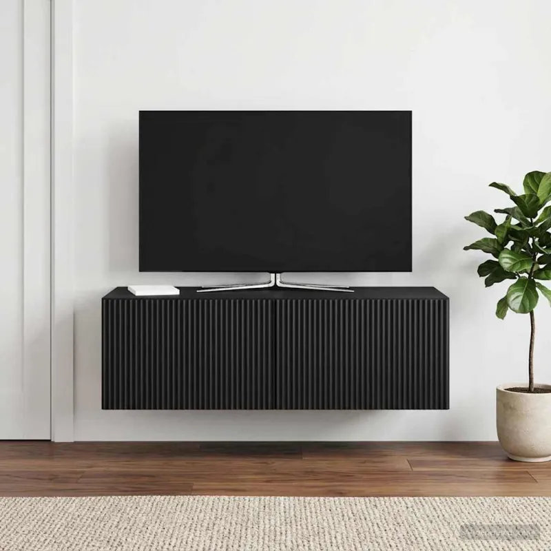 Sieninė TV spintelė Juoda 98 x 41 x 30 cm Apdirbta mediena