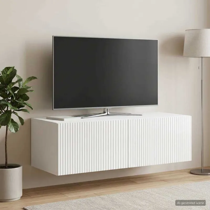 Sieninė TV spintelė Itin blizgi balta 98 x 41 x 30 cm