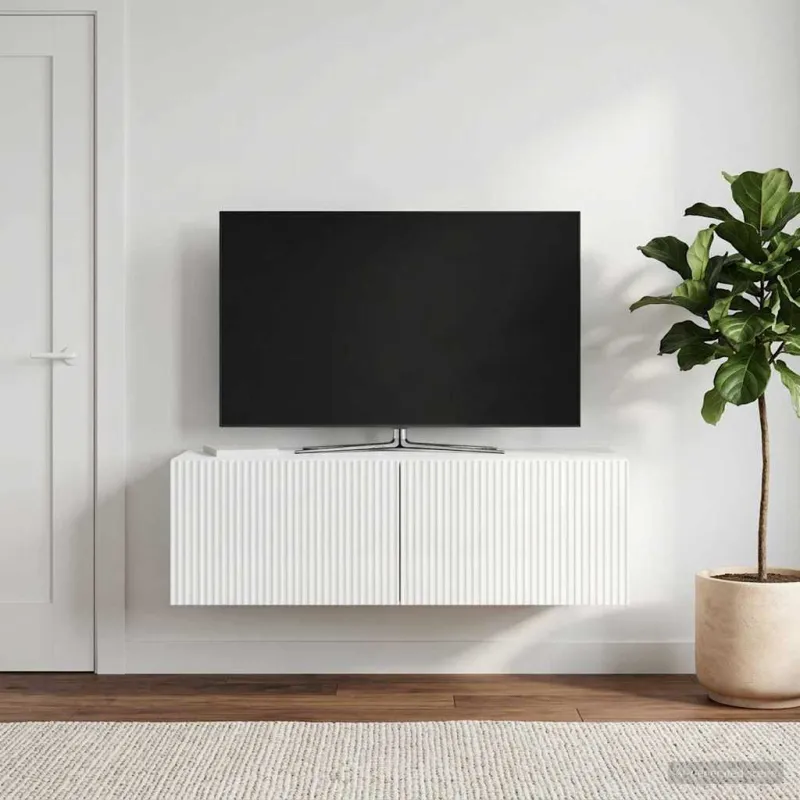 Sieninė TV spintelė Itin blizgi balta 98 x 41 x 30 cm