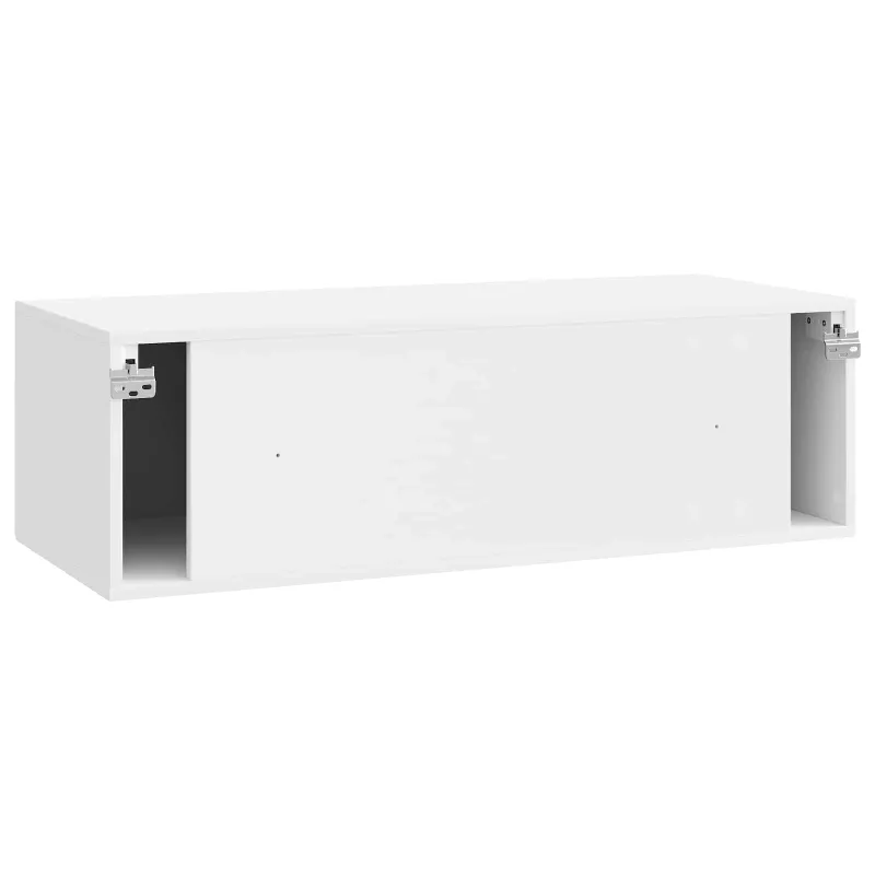 Sieninė TV spintelė Itin blizgi balta 98 x 41 x 30 cm