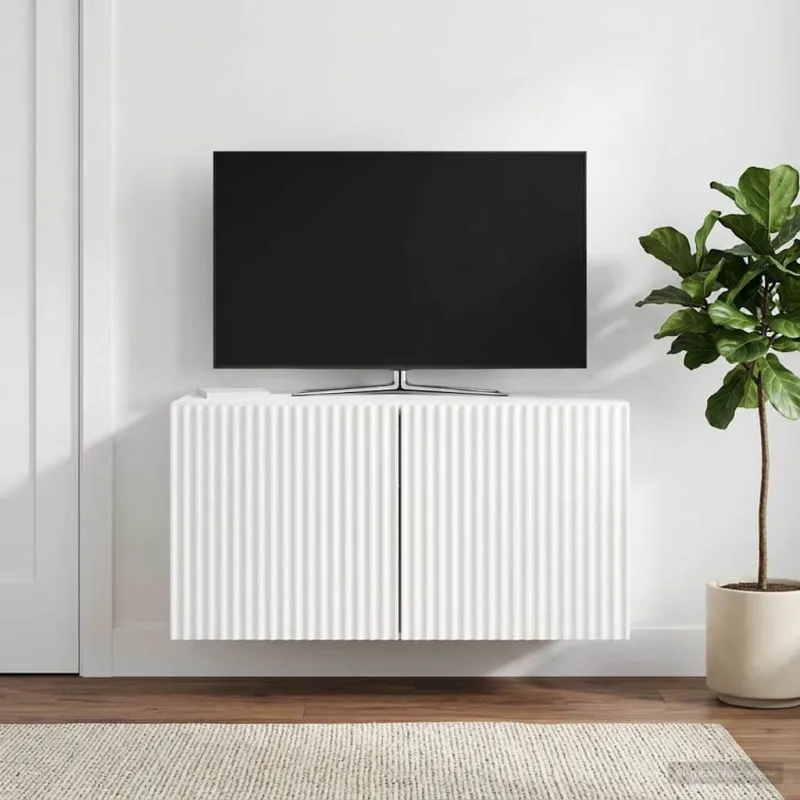 Sieninė TV spintelė Itin blizgi balta 59,5 x 31 x 30 cm
