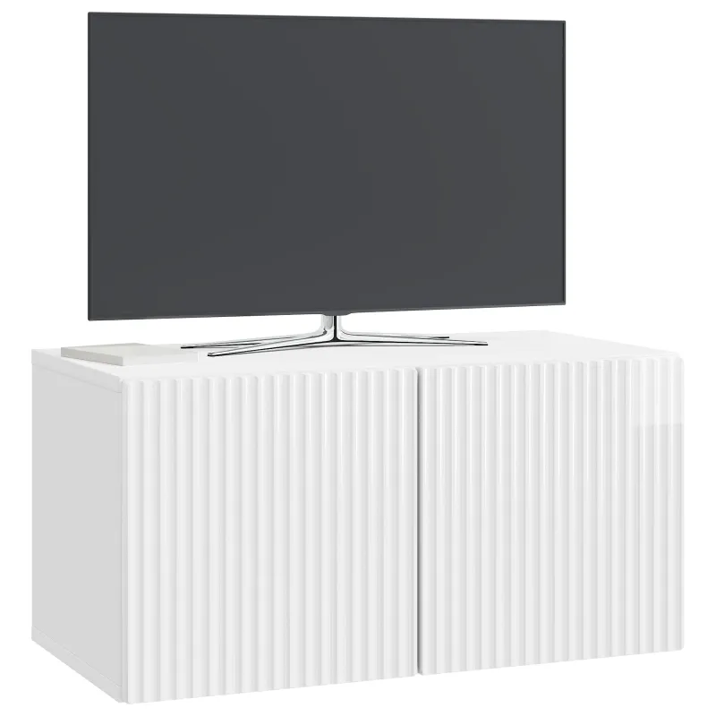 Sieninė TV spintelė Itin blizgi balta 59,5 x 31 x 30 cm