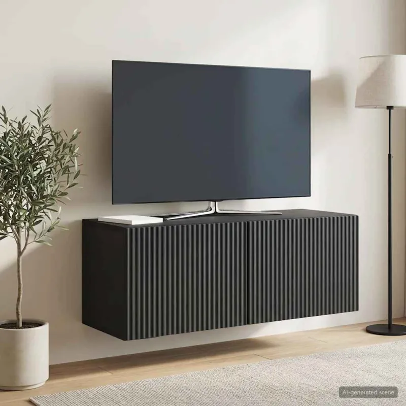 Sieninė TV spintelė Juoda 78,5 x 31 x 30 cm Apdirbta mediena
