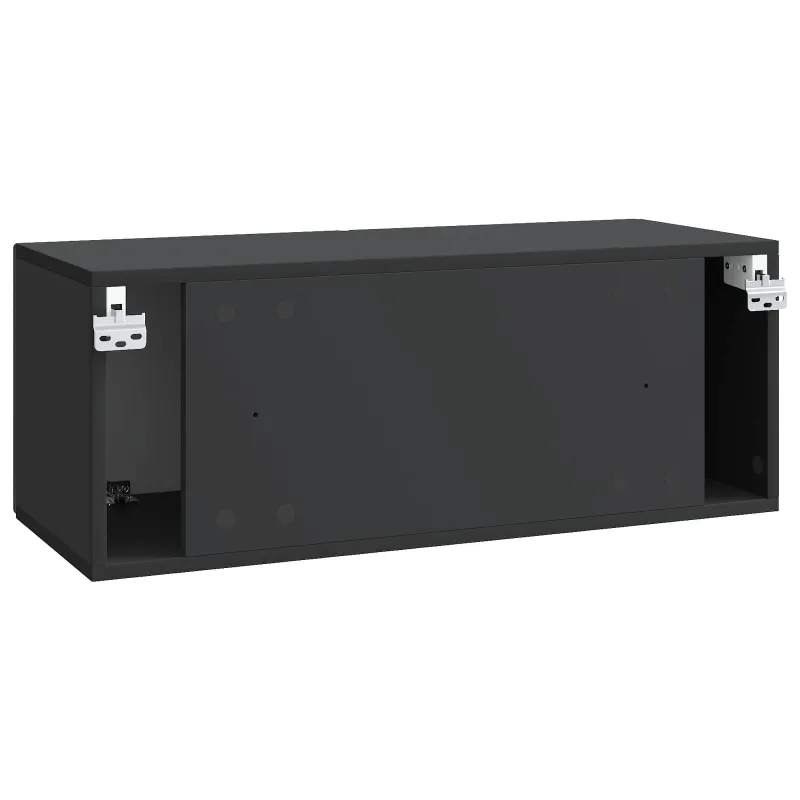 Sieninė TV spintelė Juoda 78,5 x 31 x 30 cm Apdirbta mediena