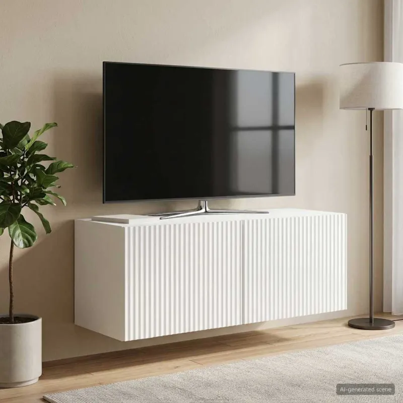 Sieninė TV spintelė Itin blizgi balta 78,5 x 31 x 30 cm