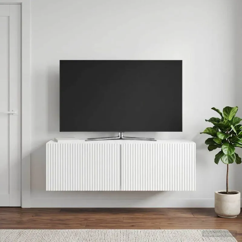 Sieninė TV spintelė Itin blizgi balta 98 x 31 x 30 cm