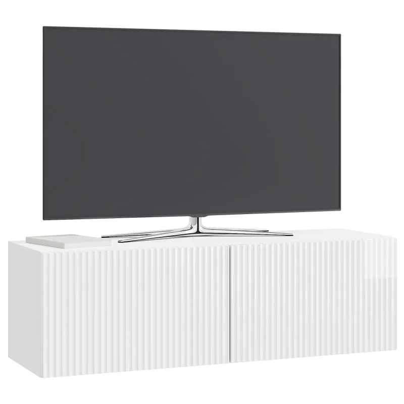 Sieninė TV spintelė Itin blizgi balta 98 x 31 x 30 cm