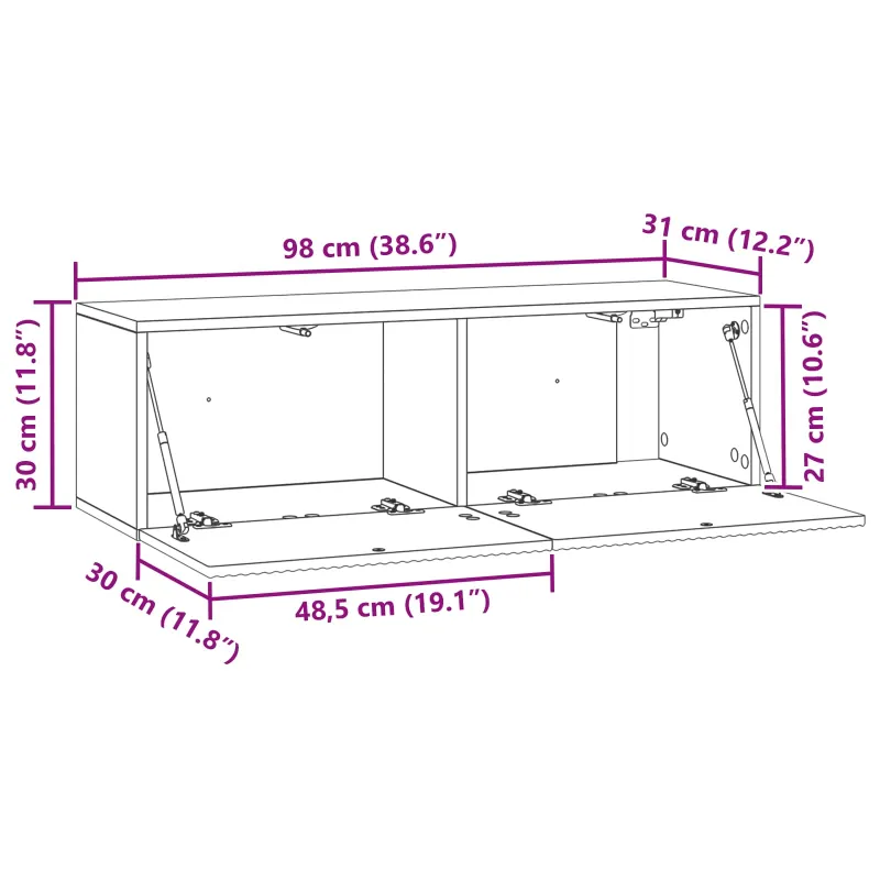 Sieninė TV spintelė Sendintos medienos 98 x 31 x 30 cm