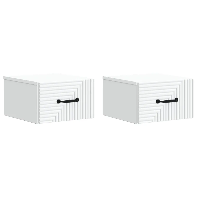 Sieninis naktinis staliukas 2 pcs Balta 34,5 x 33 x 20 cm