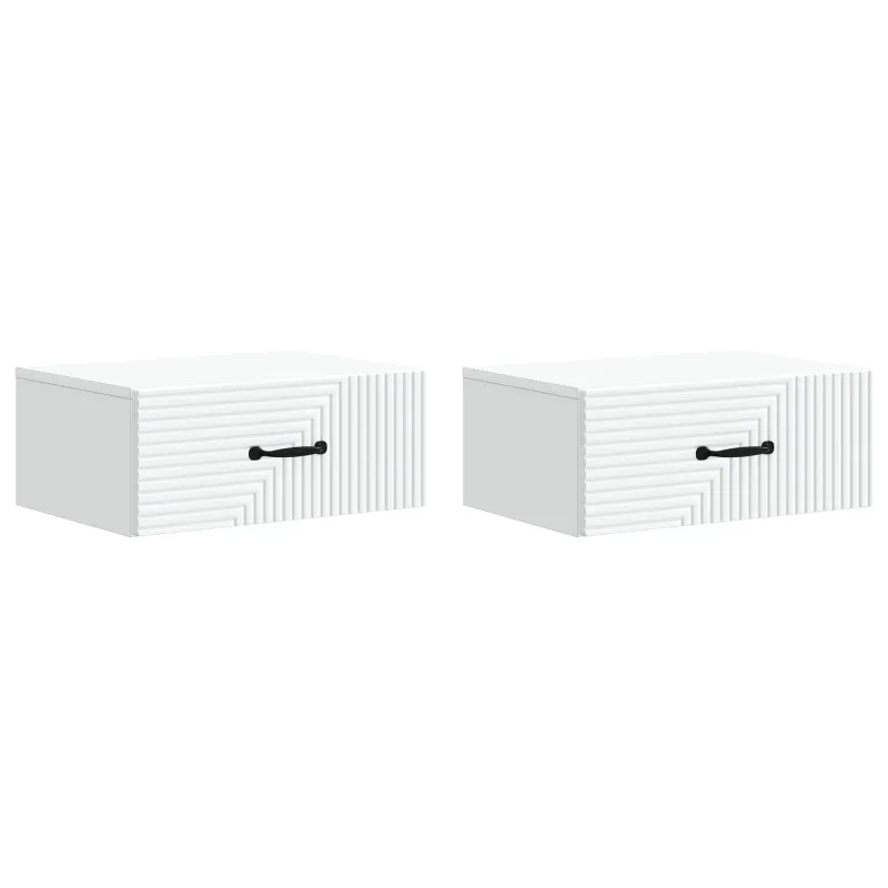 Sieninis naktinis staliukas 2 pcs Balta 49 x 34,5 x 20 cm