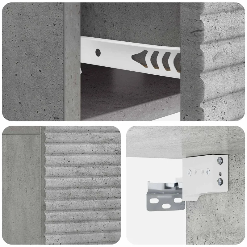 Sieninis naktinis staliukas 2 pcs Betono pilka Apdirbta mediena