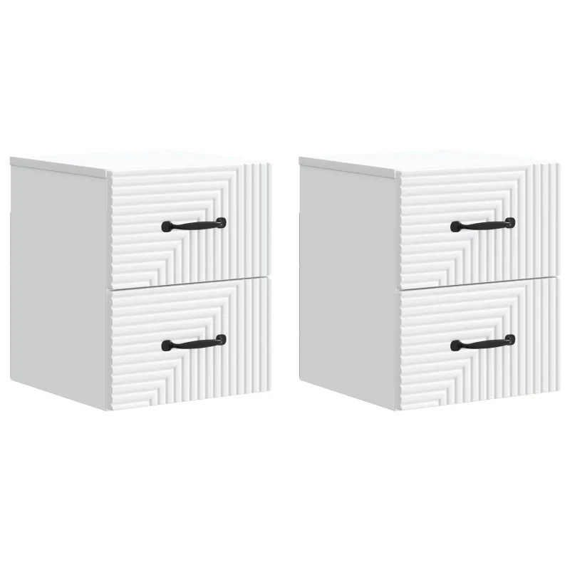 Sieninis naktinis staliukas 2 pcs Balta 34,5 x 33 x 40 cm