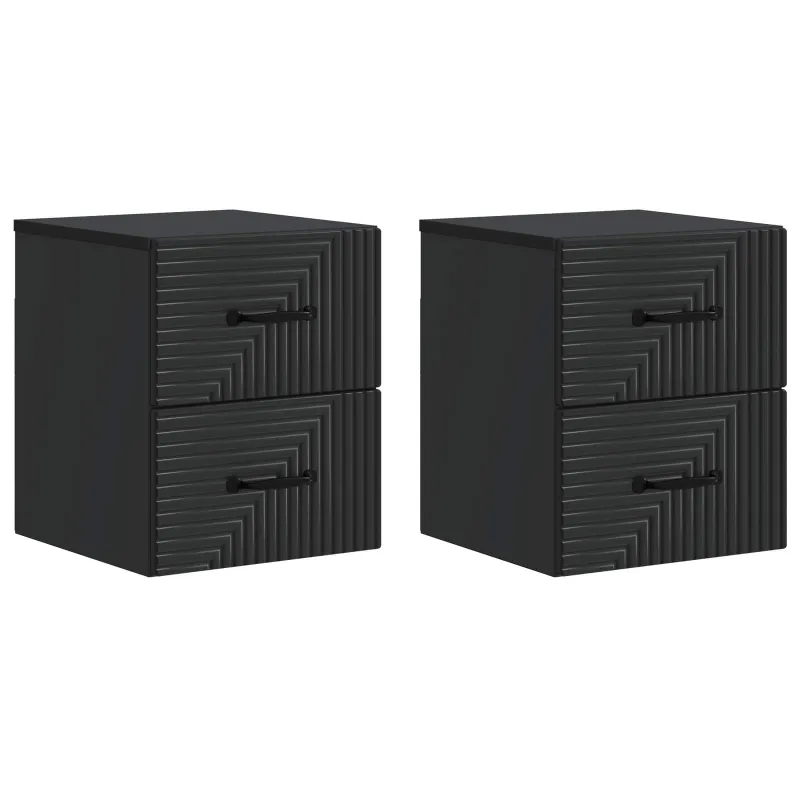 Sieninis naktinis staliukas 2 pcs Juoda 34,5 x 33 x 40 cm