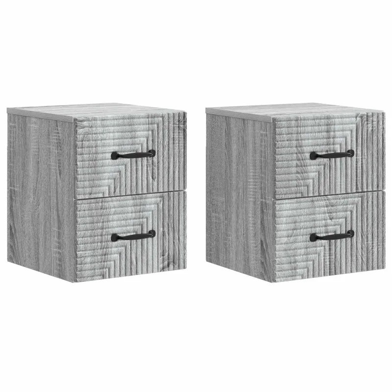 Sieninis naktinis staliukas 2 pcs Pilka sonoma ąžuolo