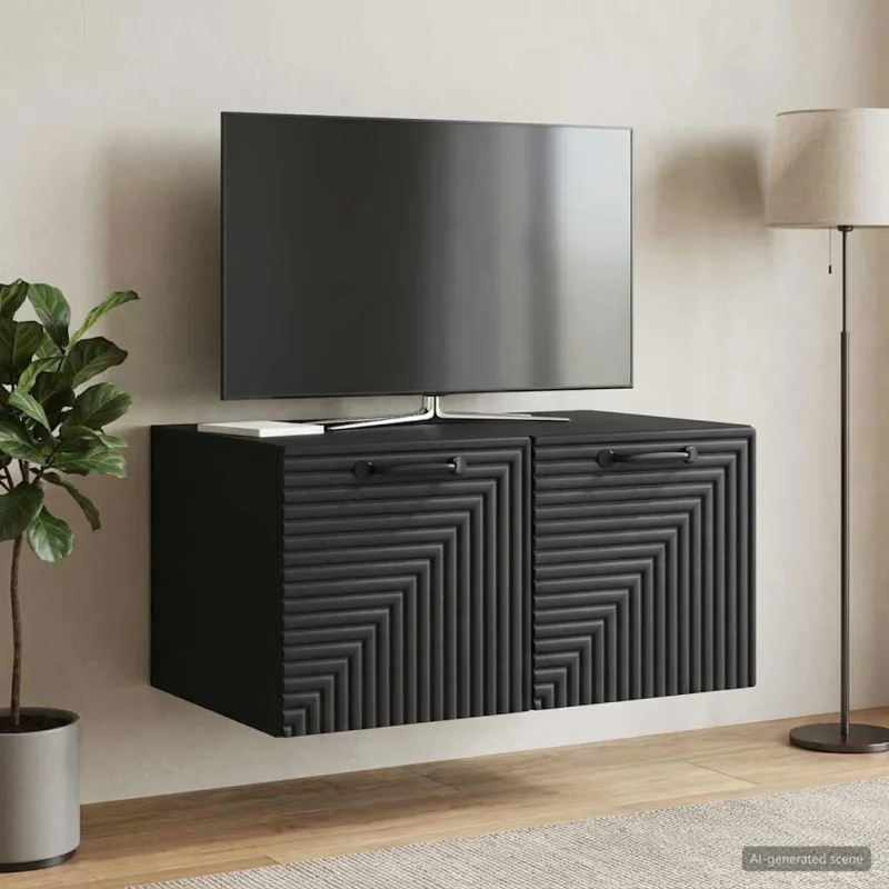 Sieninė TV spintelė Juoda 59,5 x 41 x 30 cm Apdirbta mediena