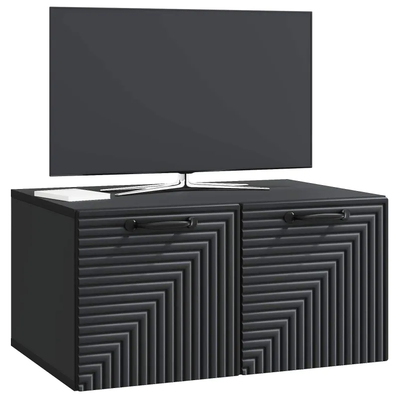 Sieninė TV spintelė Juoda 59,5 x 41 x 30 cm Apdirbta mediena