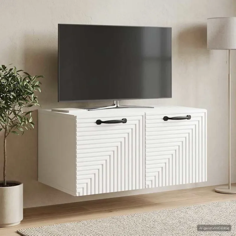 Sieninė TV spintelė Itin blizgi balta 59,5 x 41 x 30 cm
