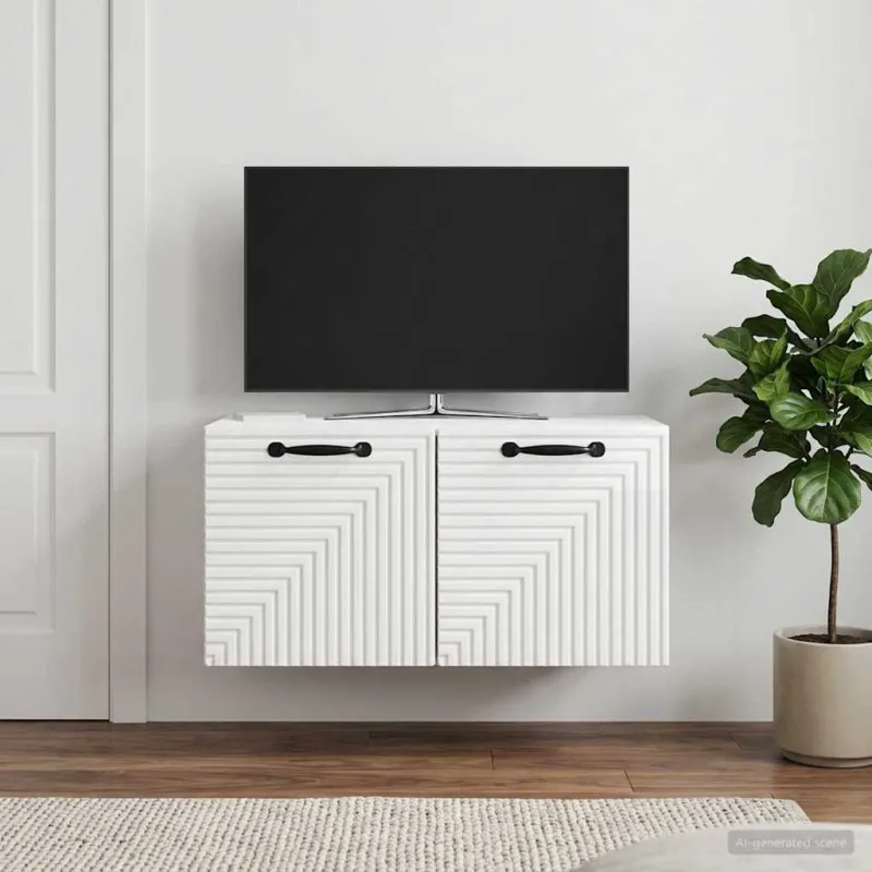 Sieninė TV spintelė Itin blizgi balta 59,5 x 41 x 30 cm