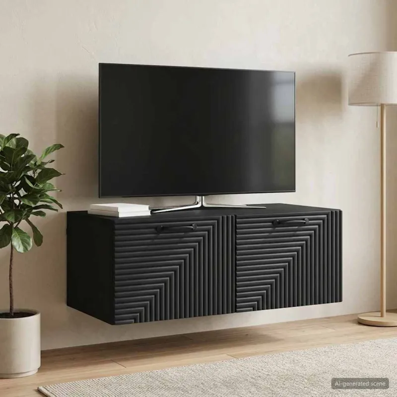 Sieninė TV spintelė Juoda 78,5 x 41 x 30 cm Apdirbta mediena