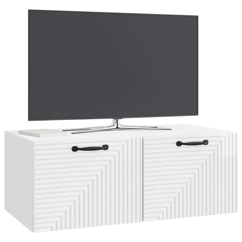 Sieninė TV spintelė Itin blizgi balta 78,5 x 41 x 30 cm