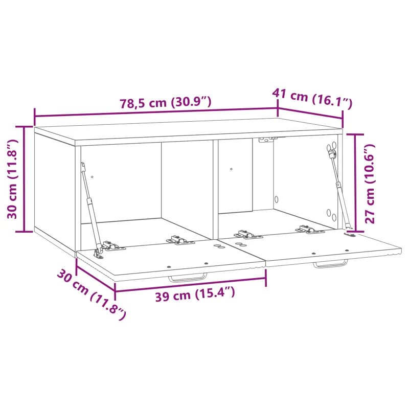 Sieninė TV spintelė Itin blizgi balta 78,5 x 41 x 30 cm