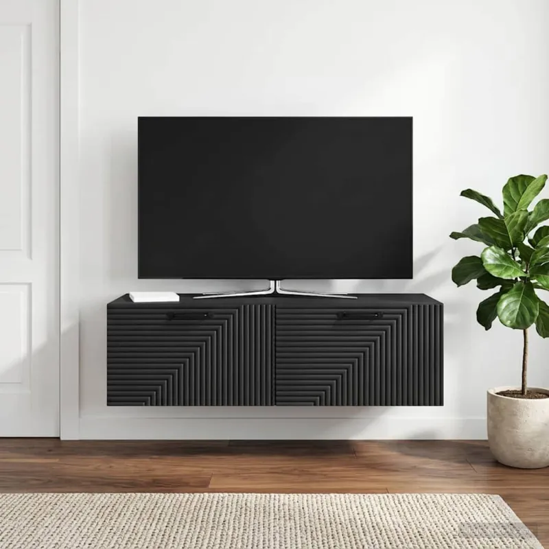 Sieninė TV spintelė Juoda 98 x 41 x 30 cm Apdirbta mediena
