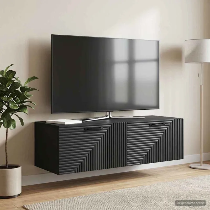 Sieninė TV spintelė Juoda 98 x 41 x 30 cm Apdirbta mediena