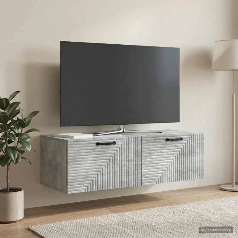 Sieninė TV spintelė Betono pilka 98 x 41 x 30 cm
