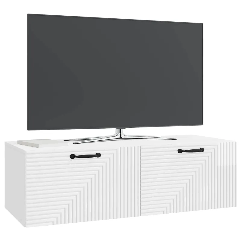 Sieninė TV spintelė Itin blizgi balta 98 x 41 x 30 cm