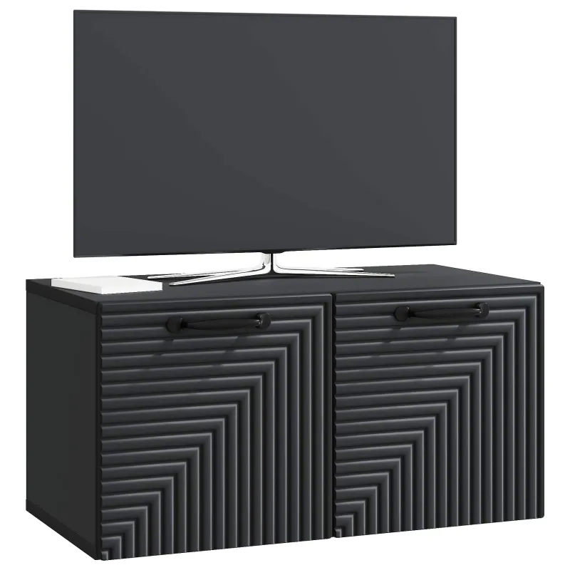Sieninė TV spintelė Juoda 59,5 x 31 x 30 cm Apdirbta mediena