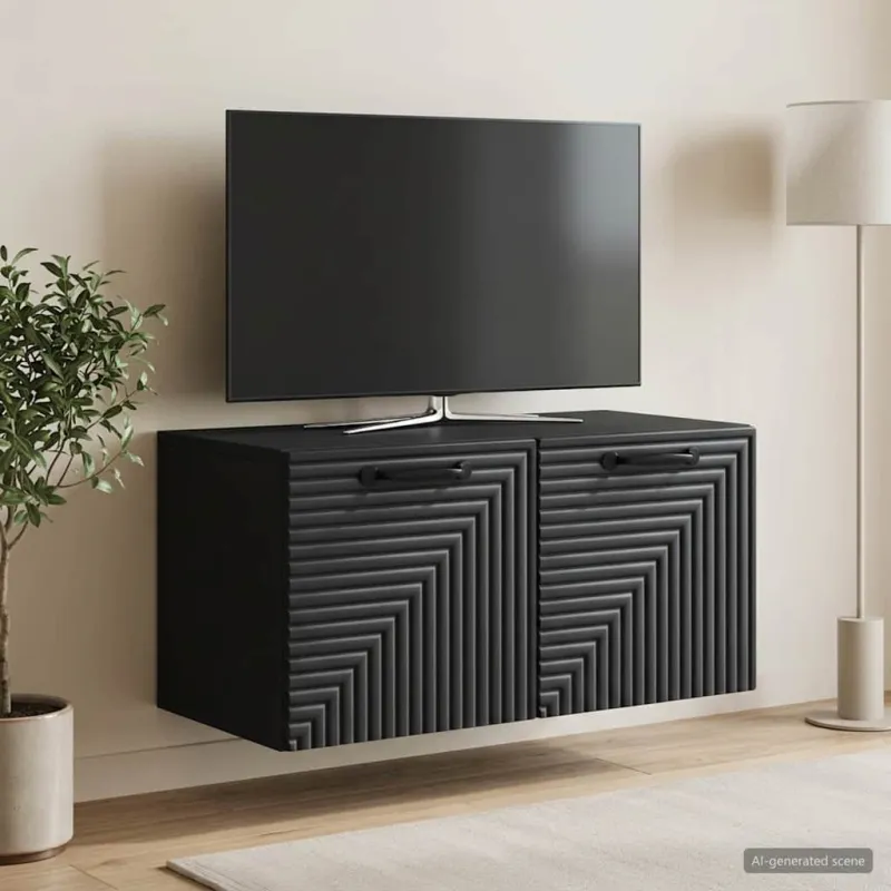 Sieninė TV spintelė Juoda 59,5 x 31 x 30 cm Apdirbta mediena