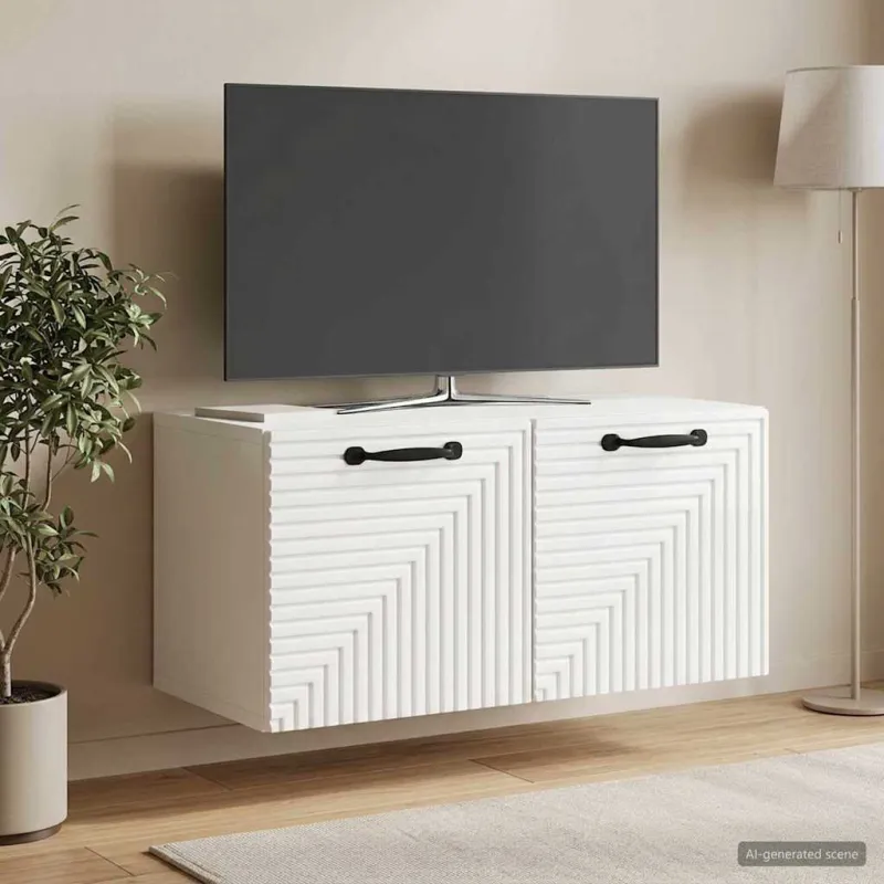 Sieninė TV spintelė Itin blizgi balta 59,5 x 31 x 30 cm
