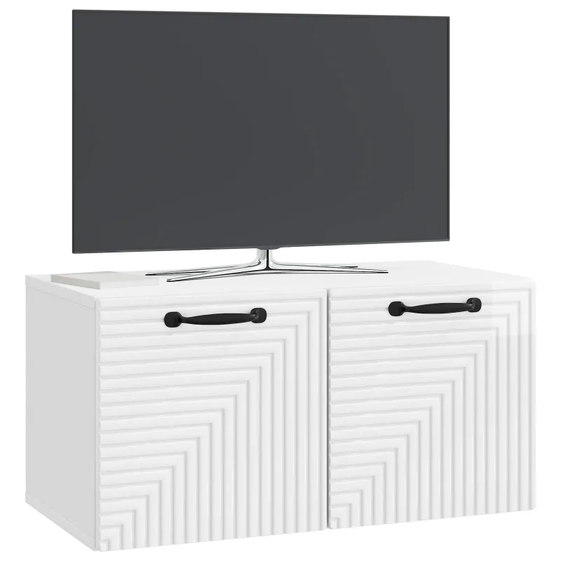 Sieninė TV spintelė Itin blizgi balta 59,5 x 31 x 30 cm