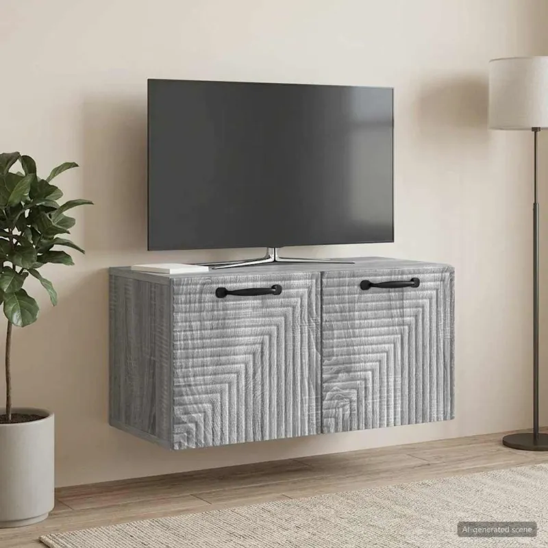 Sieninė TV spintelė Pilka sonoma ąžuolo 59,5 x 31 x 30 cm