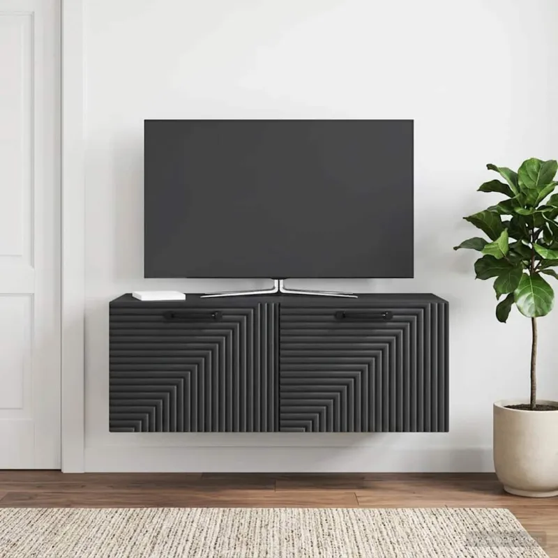 Sieninė TV spintelė Juoda 78,5 x 31 x 30 cm Apdirbta mediena