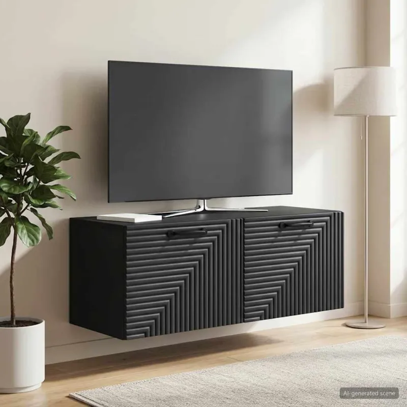 Sieninė TV spintelė Juoda 78,5 x 31 x 30 cm Apdirbta mediena